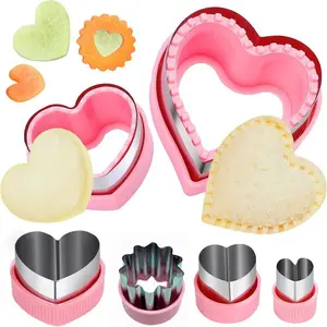Heart Sandwich Cookie Mold Set, Valentine's Day Baking & Food Decoration, Multi-Size Pastry Cookie Vegetable Shaper, 6-Piece Kit, Baking Tools, Cookie Cutters Home