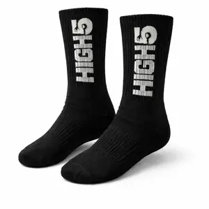 2 Pack High Five Classic Logo Socks for Men - Breathable Cotton Fabric Menswear Stylish Love Spandex Underwear Soft