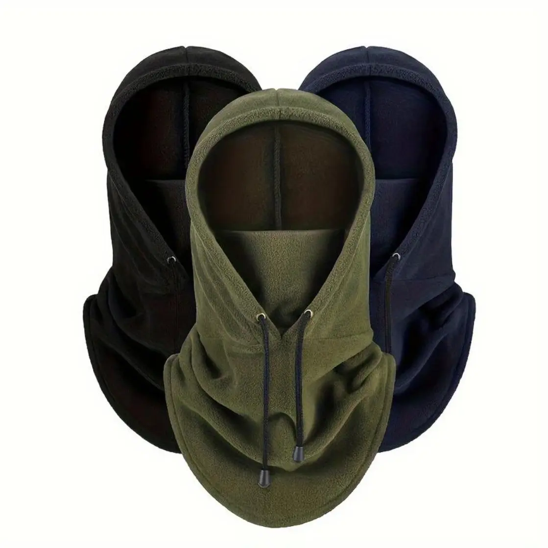 Unisex Adults' 2-Pack Ski Mask & Face Masks - Windproof Full Head Cover, Adjustable Drawstring, Soft Fleece Lining, Warm Neck-Chin Protection for Skiing, Cycling (Black+Dark Blue)