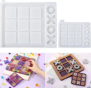 2Pcs/Set Tic-Tac-Toe Resin Molds for Resin Casting,Large Epoxy Resin Silicone Molds for DIY Tabletop Board Game,Travel Game,Toys&Hobbies Custom Tablegame