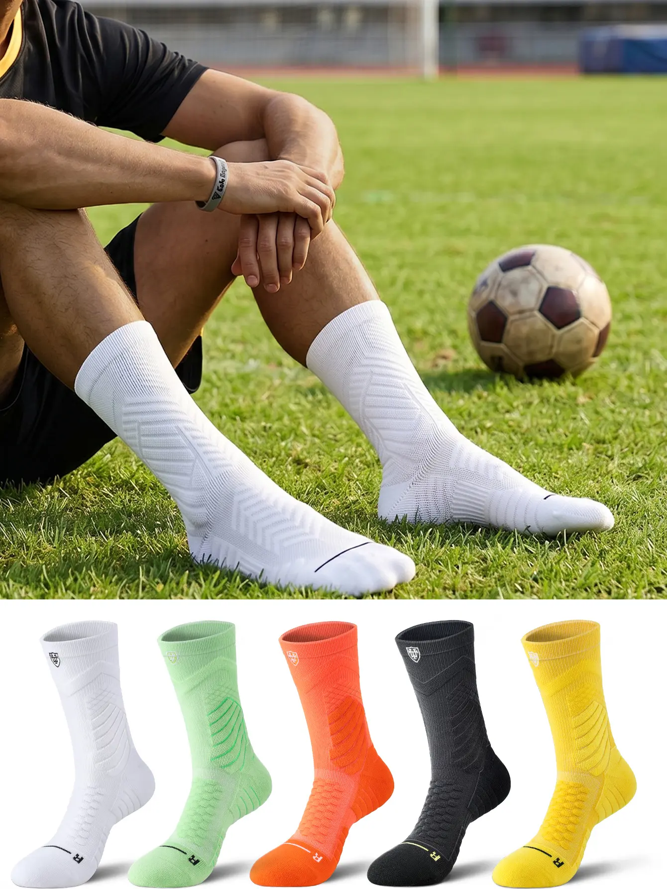 Men's Athletic Socks Fall Winter Thick Terry Cushion Running Anti-Slip Wear-Resistant Ankle Support High-Stretch Cuff No Leg Marks