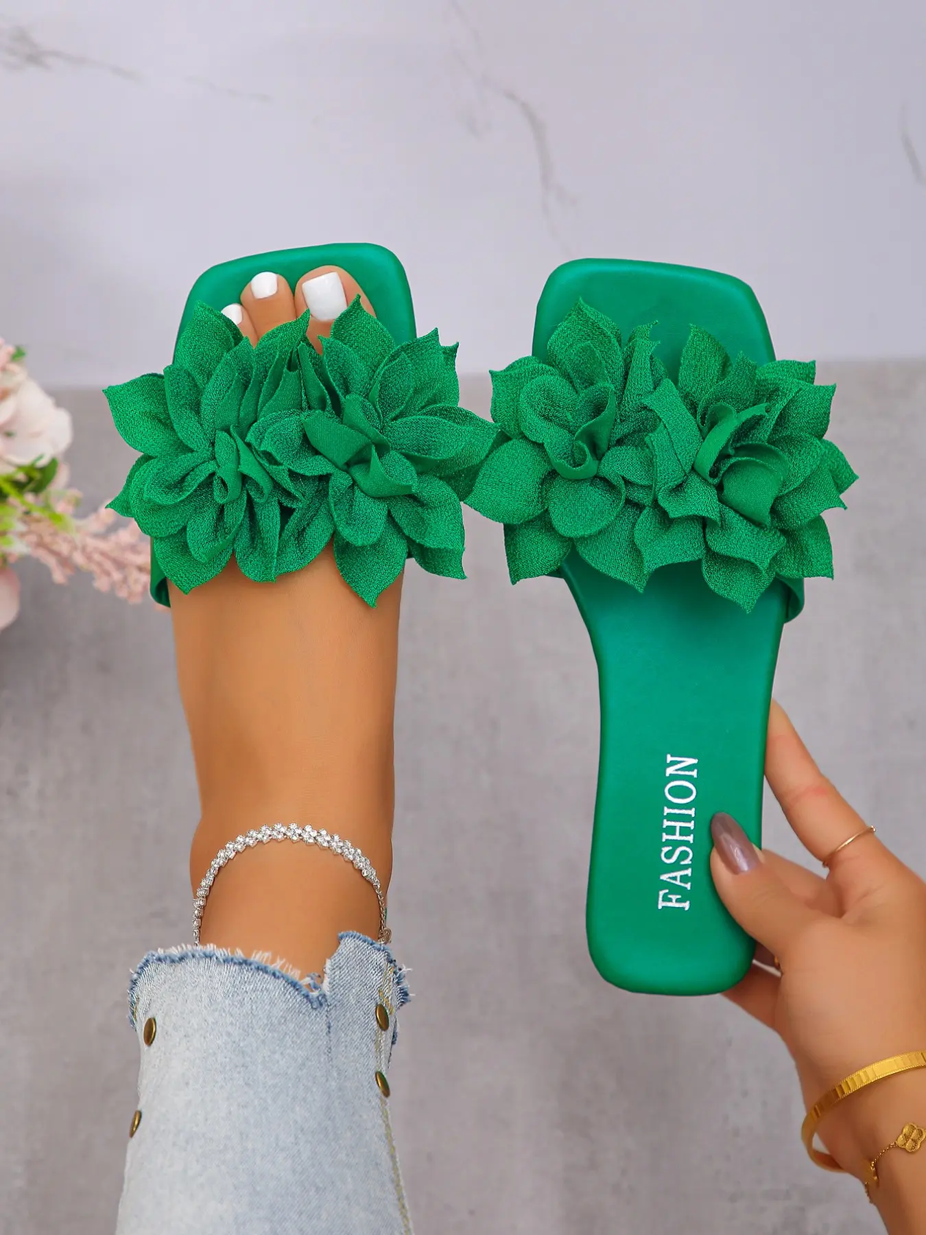 Multicolor Floral Flat Flower Sandals, Summer Open-Toe Slippers, Comfortable Fashion Women's Shoes, Beach & Casual Wear, Durable Ladies Rubber Flip Flops
