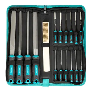 LIBRATON 31PCs Metal File Set with 12 Needle Files, Riffler File, Sandpapers, Steel Brush & Zipper Bag for Wood & Metalworking Hand Tools Hardware Heavy Duty