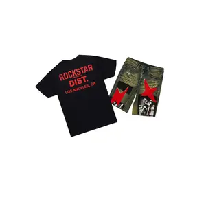 Akos Black/Red Tint T-Shirt/Denim Short Set