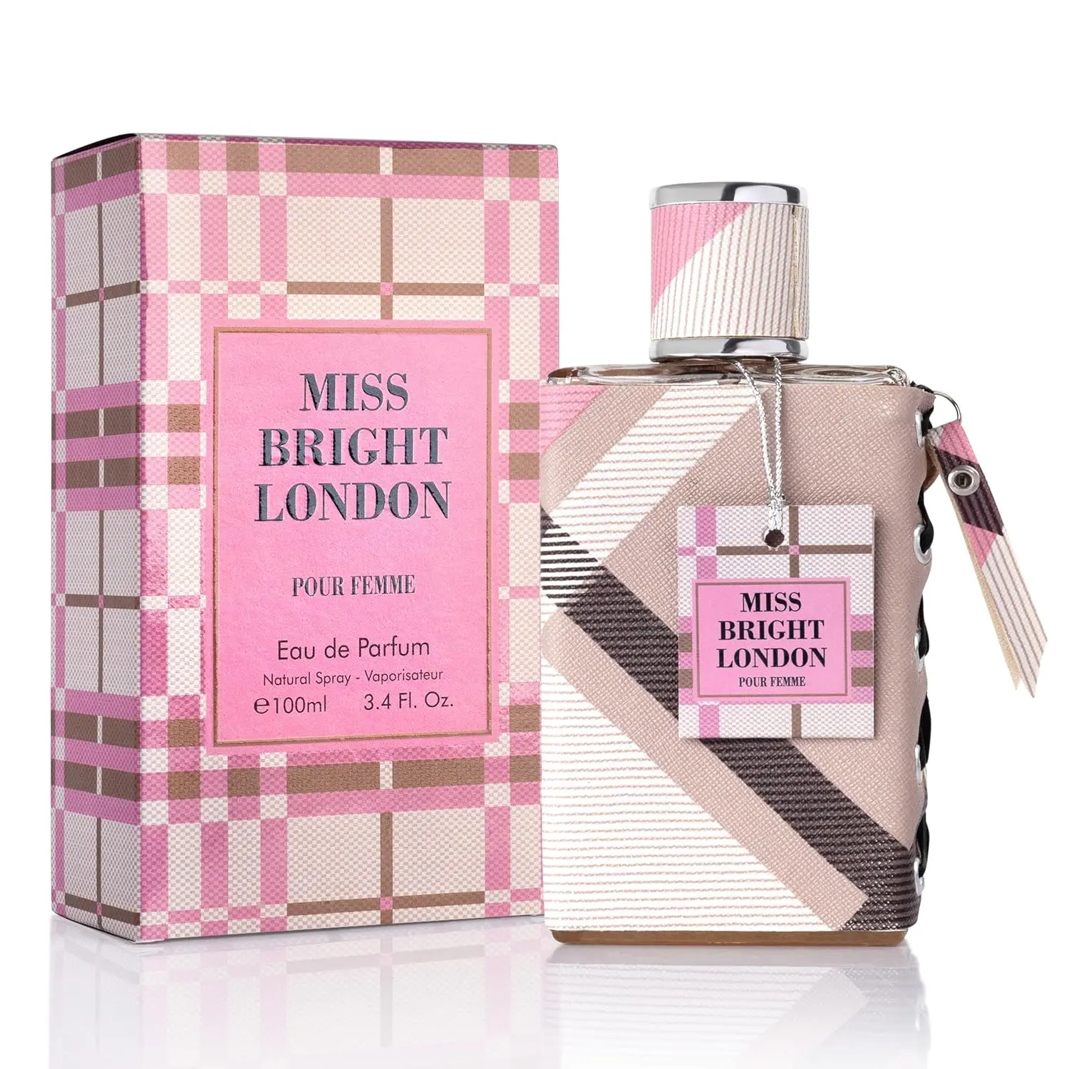 Miss Bright London Perfume - 3.4oz - Sweet, Elegant & Fruity Scent - Top Notes of Green Lime & Icy Pear - Base Notes of Vanilla, Amber, Mahogany & Balsamic Tonka Bean