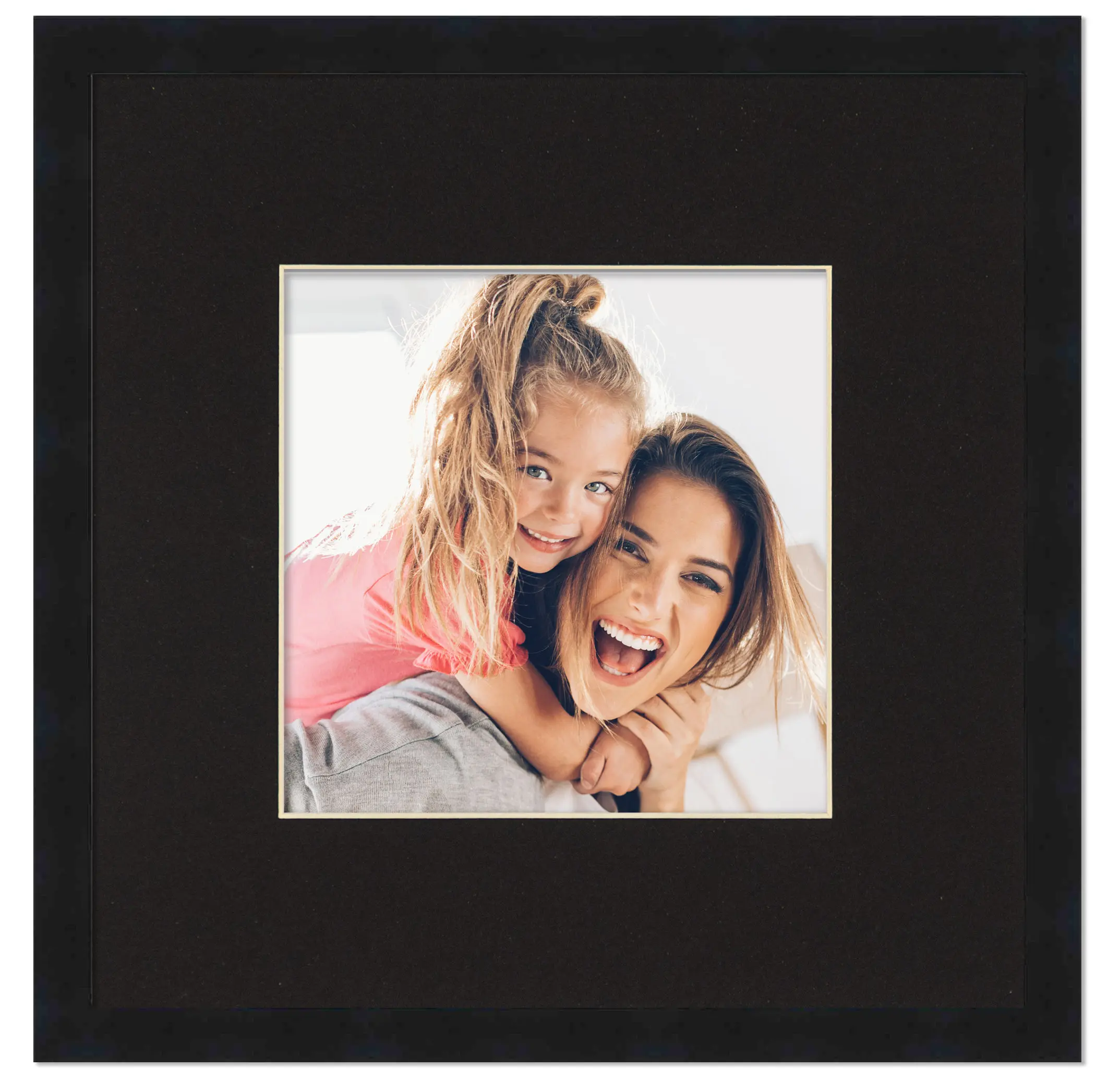 7x7 Frame with Mat - Black 10x10 Frame Wood Made to Display Print or Poster Measuring 7 x 7 Inches with Black Photo Mat