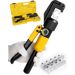 10 Tons Hydraulic Crimping Tool   Lug Terminal Crimper with 9 Pairs of Dies, 12 AWG to 2/0 AWG Wire Crimping Tool