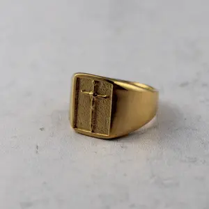 Gold Dagger Signet Ring