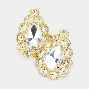 Clear Stud Earrings on Gold| 294496
