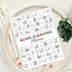 A Package Designed to Help Manage Cleaning Duties for Individuals with ADHD, Featuring a Schedule for Home Cleaning, Checklists for Weekly, Monthly, And Annual Tasks, Tips for Decluttering, And a Chore Chart for The Family