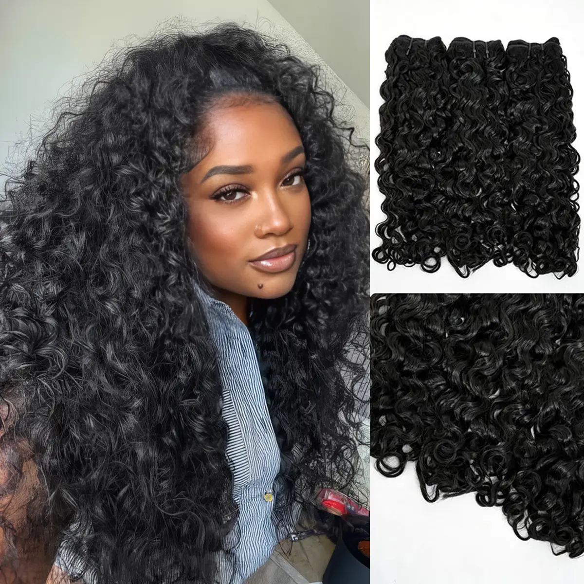OQ HAIR Indian Curly Hair Bundles 100% Virgin Human Hair Extensions 3 4 Bundle Deals Sew in Hair Weaving #DealsForYouDays