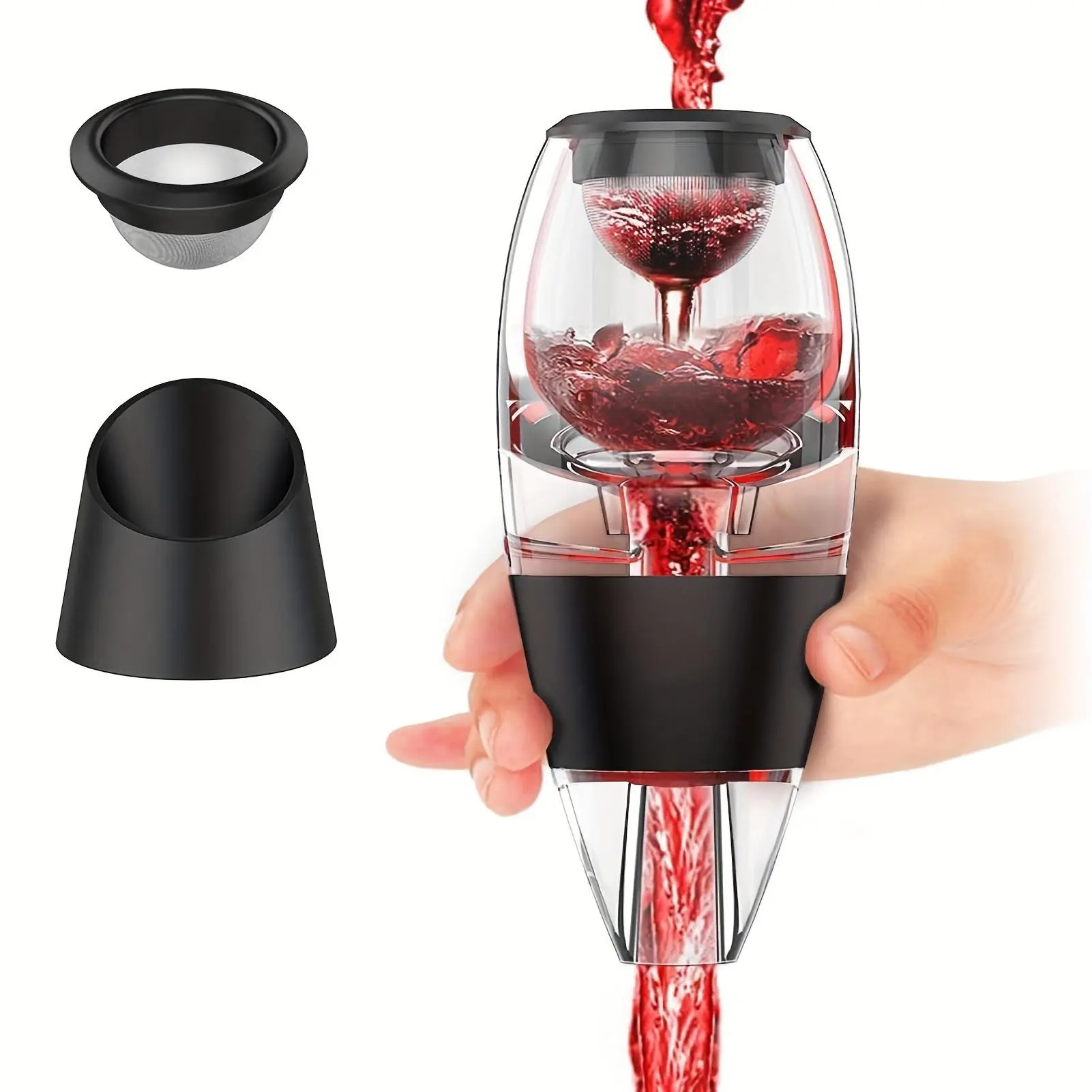 Wine Aerator Decanter Pourer Spout Set, Multifunction Wine Pourer with Filter, Aerator and Decanter for Red & White Wine, Effective in Improving Taste, Premium Wine Purifier for Wine Lovers, Christmas, Halloween, Thanksgiving Day, Wedding Idea Gift