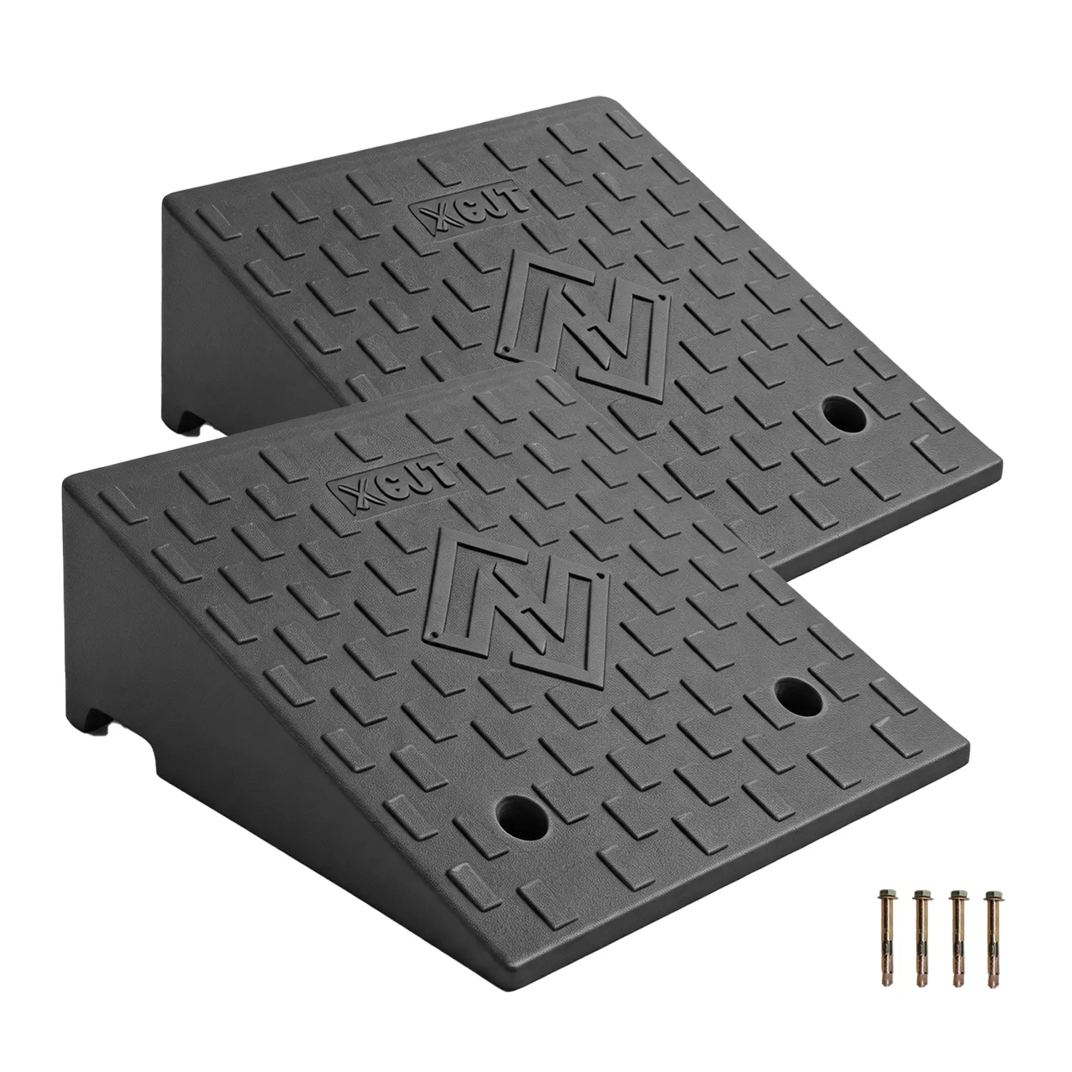 Curb Ramps for Driveway 4/5/6/7 Inch Rise Height 2 Pack Heavy Duty Rubber Threshold Ramp, Portable Driveway Ramps for Cars Truck Wheelchairs Motorcycle Scooter Lawn Mower, 7000lbs Load Capacity