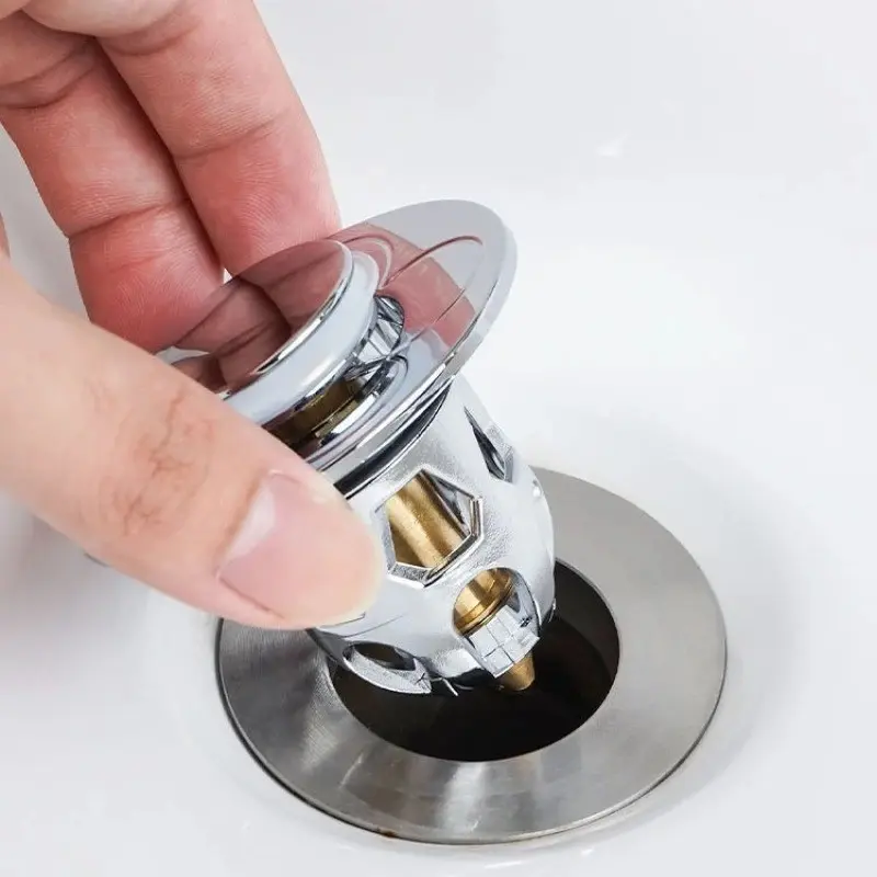 1PC Pop-Up Bathroom Sink Stopper, Odor-Proof Drain Filter, Push-Type Suction Device, Bathroom Lavatory Kitchen Bathtub Tool, Bathtub Drain Cover, Bathroom Gadgets