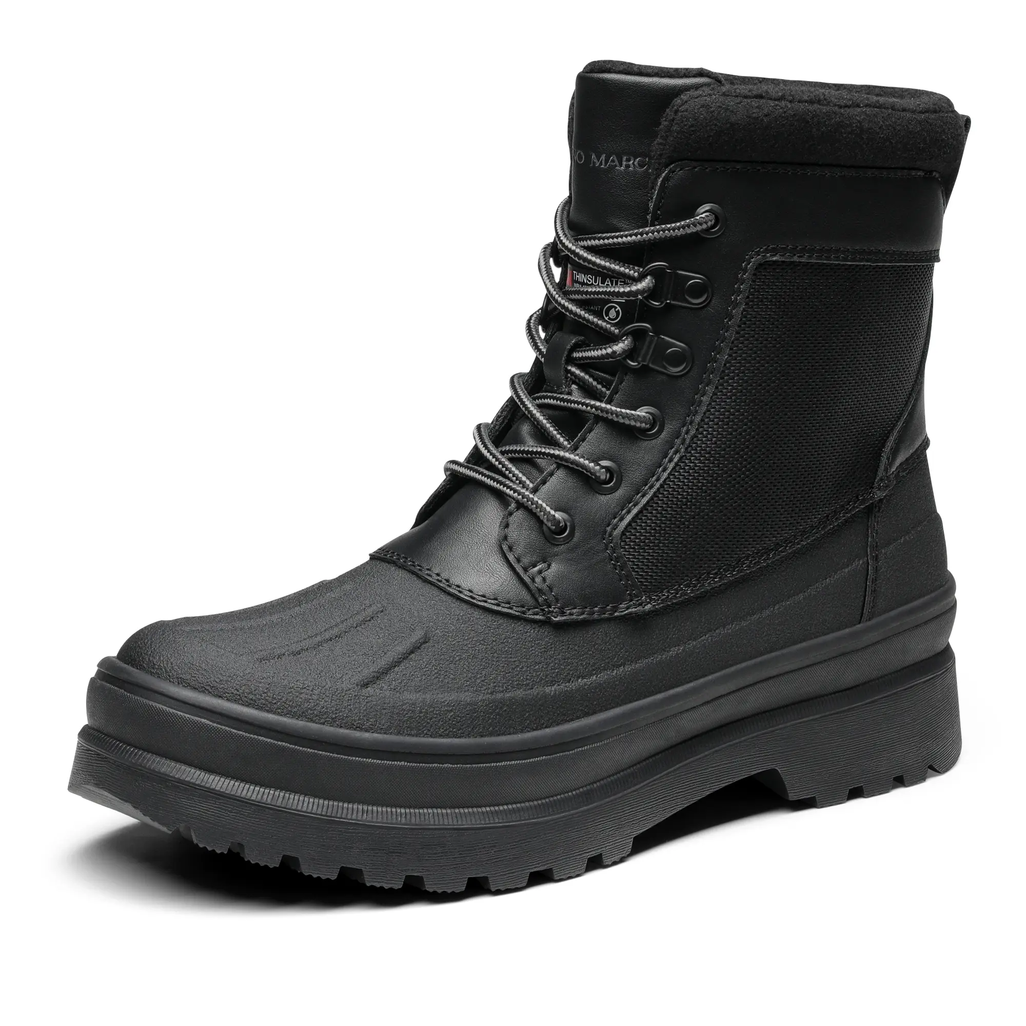 NORTIV8 Men's Winter Closed Waterproof Boots - Non-Slip Rubber Sole, Round Toe, Memory Foam Footwear for Outdoors, Men's Walking Shoes, Casual, Cotton, Insulated, Pvc Shell, Synthetic, Cotton Liner