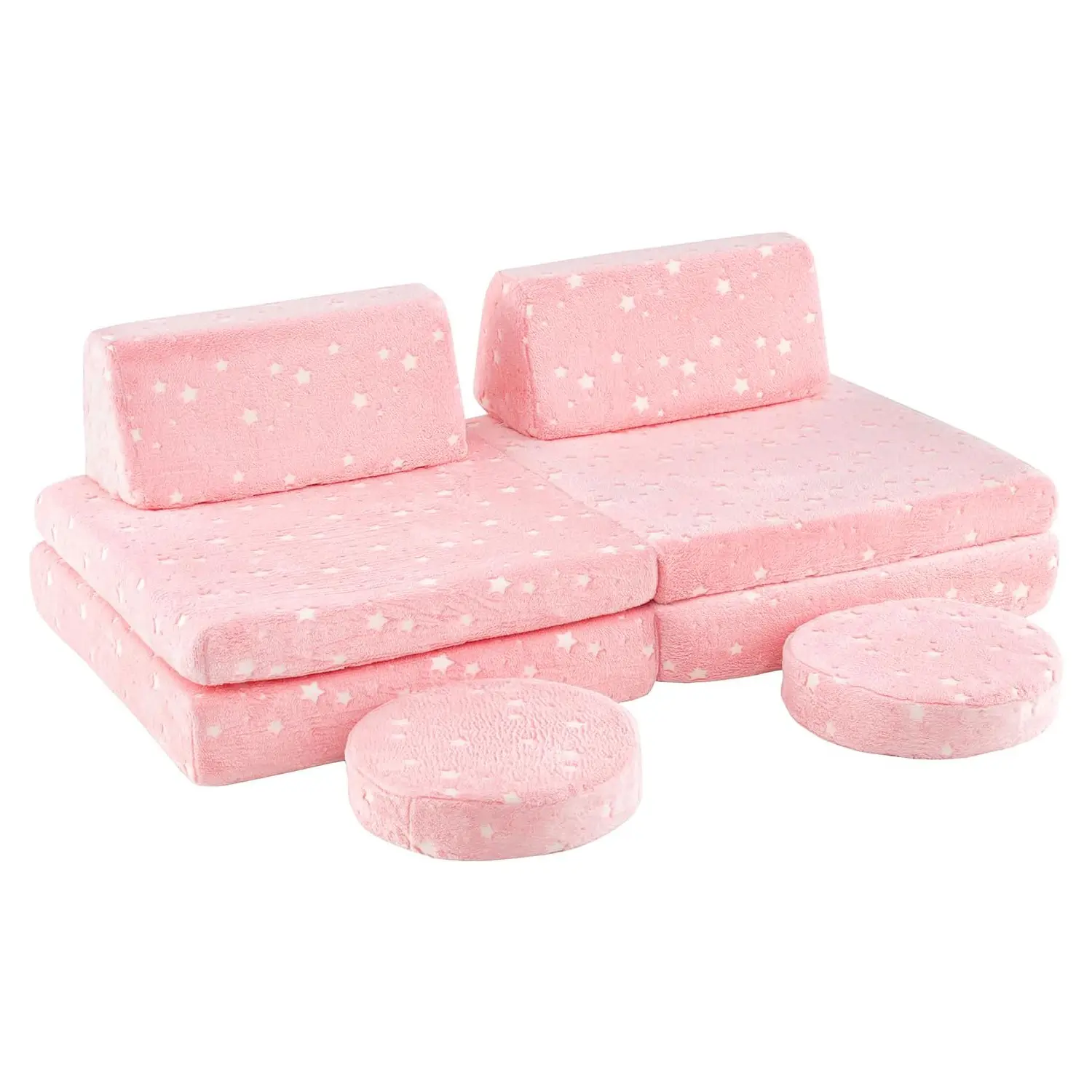 8-piece Folding Sofa w/2 Seaters - Pink