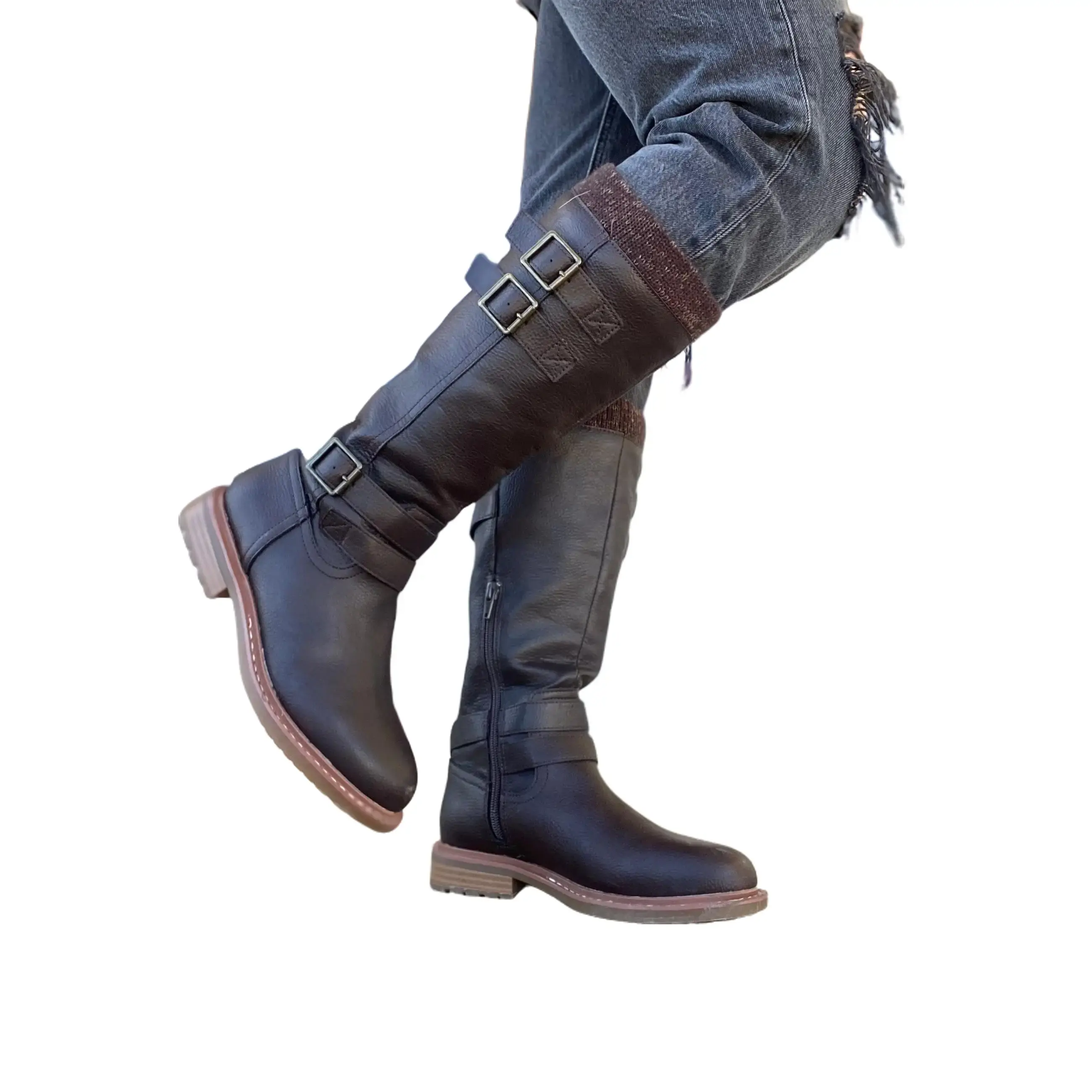 MIA -Rexi Catswe Women's Elegant Casual Knee-High Genuine Chocolate Brown Faux  Leather Boots - Sleek, Comfortable Everyday Wear Shoe, Chic Footwear Walking Shoes