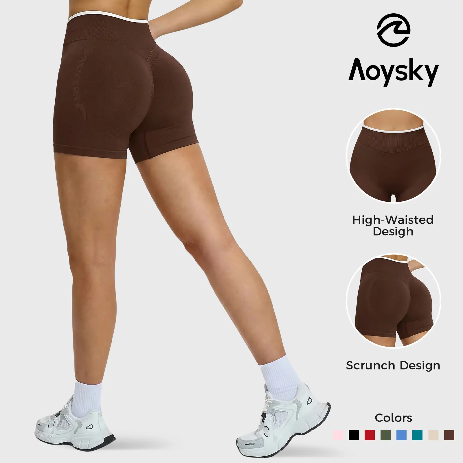 Aoysky Womens Workout Shorts 4.1" Scrunch Butt Biker Shorts High Waisted Yoga Gym Running Booty Shorts, Skinny Biker Shorts, Women's Fashion, Scrunched Shorts