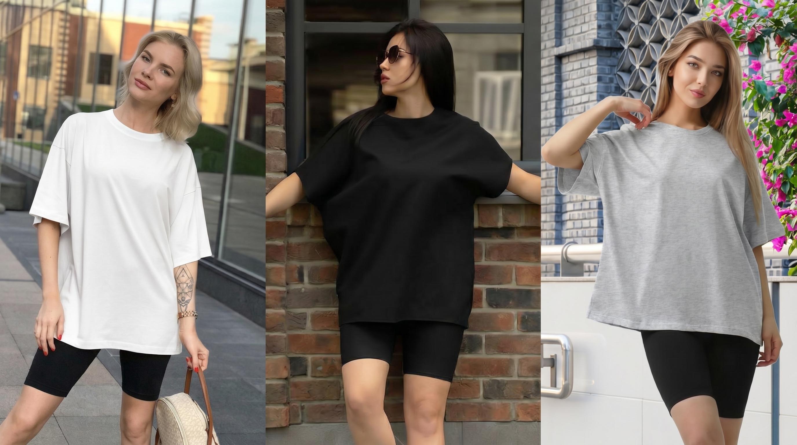 3-Pack / 1 Piece - Women's Oversized Relaxed Drop-Shoulder Style - Simple Solid Color - Women's Round-Neck Short-Sleeve T-Shirt - Top Womenswear Baggy