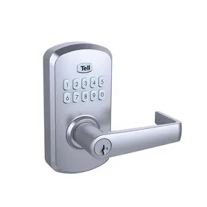 TELL Commercial Metallic Electronic Keypad Door Lock with LE2000 Cortland Lever, Grade 2, 30 User Access Codes, Easy to Re-Key, Battery-Operated