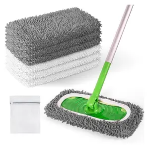6 Pack Reusable Mop Pads Compatible with Swiffer Sweeper – Washable Microfiber Cleaning Refills