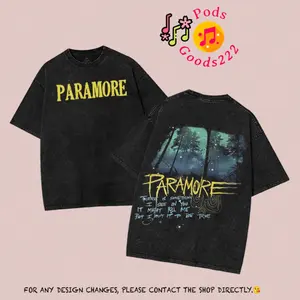 Paramore Heavy Metal Shirt, Rock Washed Heavyweight Cotton T-shirt, Gift For Rock Music Lovers Gothic Punk Emo Grunge Y2K Outfits Menswear graphic tee