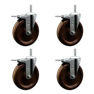 Service Caster SCC-TSTTL20S615-PHSHT-34212-4 High Temperature Phenolic Swivel Threaded Stem Caster with 6 x 1.25 in. Brown Wheels & 0.75 in. Stems - Set of 4