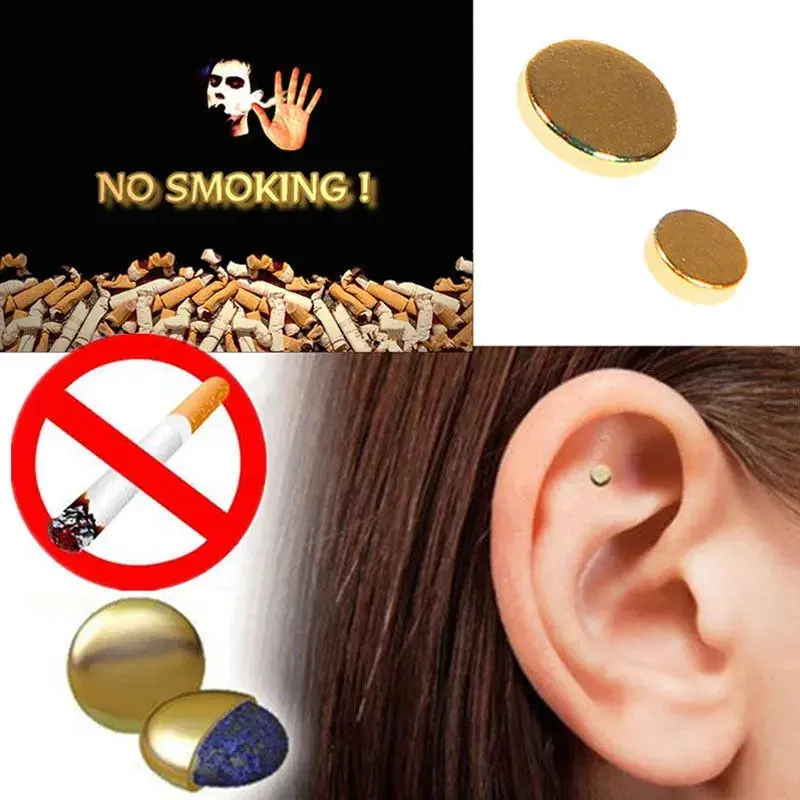 Gold-Tone Magnet Earrings, Unisex No-Piercing Fake Studs - Hypoallergenic Auricular Therapy Jewelry, Acupressure Quit Smoking Aid, Fake Piercing, Acts As Natural Conductor, 0.5Cm, Stimulates Acupressure Point, Fashion, Package