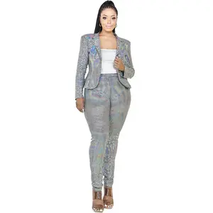 Plus Disco Metallic Sequins 2 Piece Jacket Set