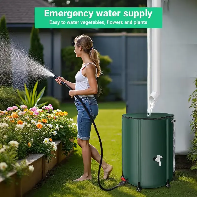 [100 Gallon Portable Water Tank] High-Strength PVC Collapsible Water Storage Tank - Durable & Portable Green Outdoor Rainwater Collector, Multi-Purpose For Gardening, Car Washing & More, Garden Water Storage