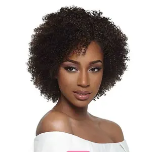 Lemo Beauty Mongolian 10 Inch Short Afro Kinky Curly Wig For Woman 100% Human Hair Wigs 180% Density Pixie Curl Afro Wig Afro Curly Human Hair Wigs