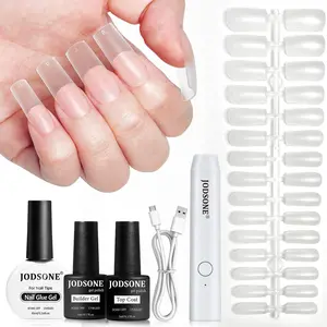 JODSONE Gel Nail Kit, Short Square Gel Nail Gel Nails 240pcs Press On Acrylic Tips Nail Glue & Top Coat with UV Lamp