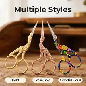 Stork Embroidery Scissors Small Vintage Sewing Shears for Crafts, Precision Cutting Tool for Quilting & Textile Projects, Durable Design