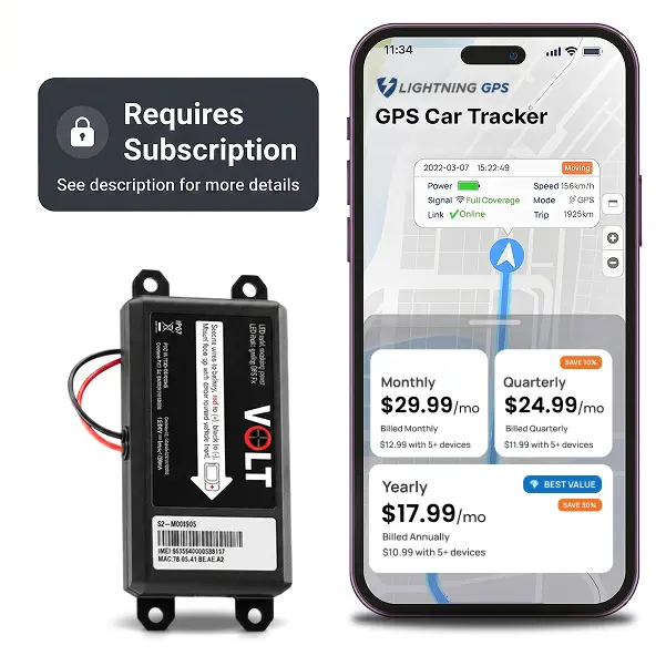 Lightning GPS Easy Wired 4G Vehicle GPS Tracker (Subscription Required) – Hardwired Hidden Tracking Device, Waterproof, Covert, Real-Time Fleet Security for Cars, Trucks, Motorcycles & Vehicles