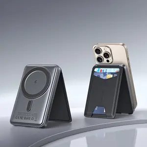 5000mah Dual-Function Business Power Bank with Card Holder, Magnetic Wireless & Wired Type-C Charging, Portable Charger for iPhone Series