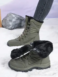 Women's Winter Snow Boots, Warm Faux Fur Outdoor Waterproof Ski Shoes, Comfortable and Stylish Footwear for Cold Weather