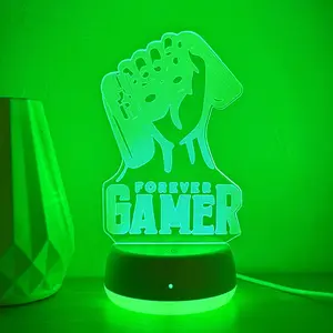 3D Game Controller Light, Touch Control RGB Color Changing Night Lamp, Tabletop Gaming Decor Gift for Christmas Birthday