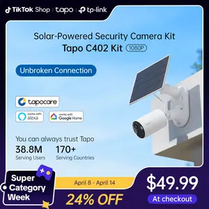 TP-Link & Tapo C402 Kit Solar-Powered Outdoor Security Camera,180-Day Battery OR Forever Solar!  | 1080P Color Night Vision | Free Person Detection | No Hub Needed | Alexa & Google Compatible