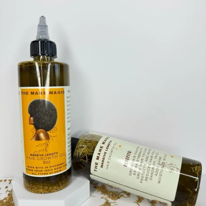 The Mane Magic Hair Growth Oil 8oz Haircare with 25 organic ingredients from india fast and massive results