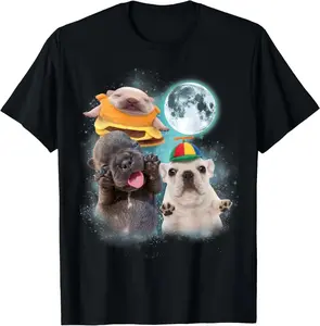 100% Cotton Three Pibble Moon Funny Pibble Meme for Men Women T-Shirt
