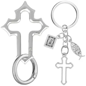 2PCS Y2K Cross Shape Mountaineering Keychain Set, Cool Belt Loop Clip