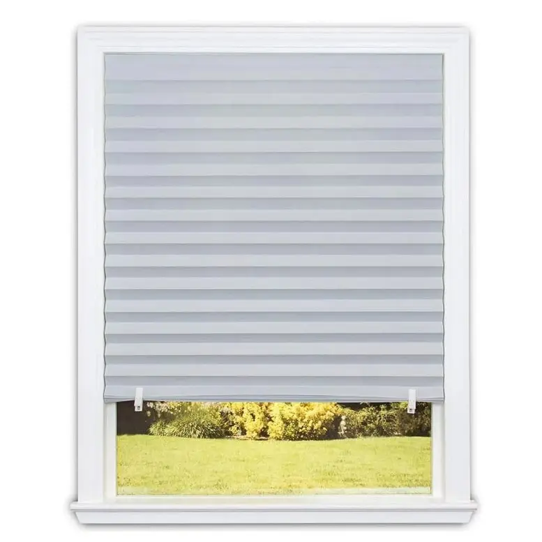 No Tools Original Room Darkening Pleated Paper Shade Gray, 36 in x 72 in