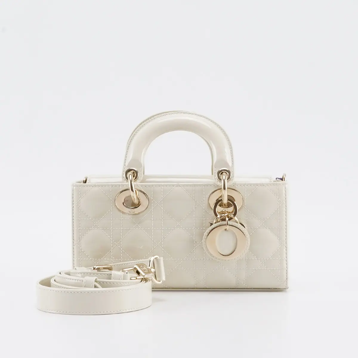 Pre-owned Dior Patent Crossbody Bags Christian Lady D Joy Bag Cannage Quilt Small Top Handle Crossbody Bag BGP191824