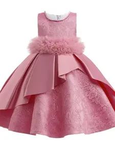 Kids Clothes Flower Girl Beading Lace Ball Gown Pageant Children Elegant Performance Princess Prom Host Formal Evening Party Cocktail Dress for all Season 3 to 10 Years