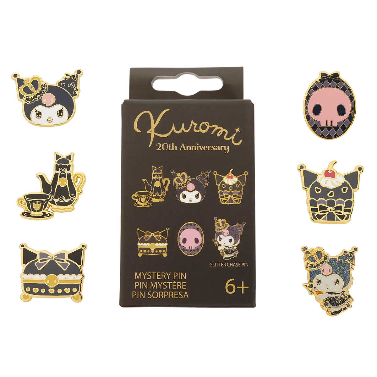 Kuromi 20th Anniversary Edition Enamel Blind Box Mystery Pins - Glitter Chase Luggage & Bag Accessory Charm, Collectibles, Six Designs