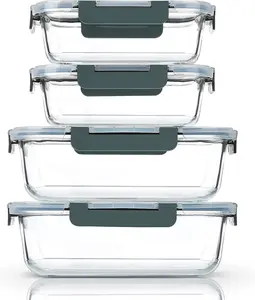 [80 oz & 36 oz  Glass  Storage/Baking Containers Set with Lids, 2 Pack 80 oz(10 cup)&2 Pack 36 oz (4.5 cup) Airtight Glass Container,icrowave,Oven,Freezer and Dishwasher