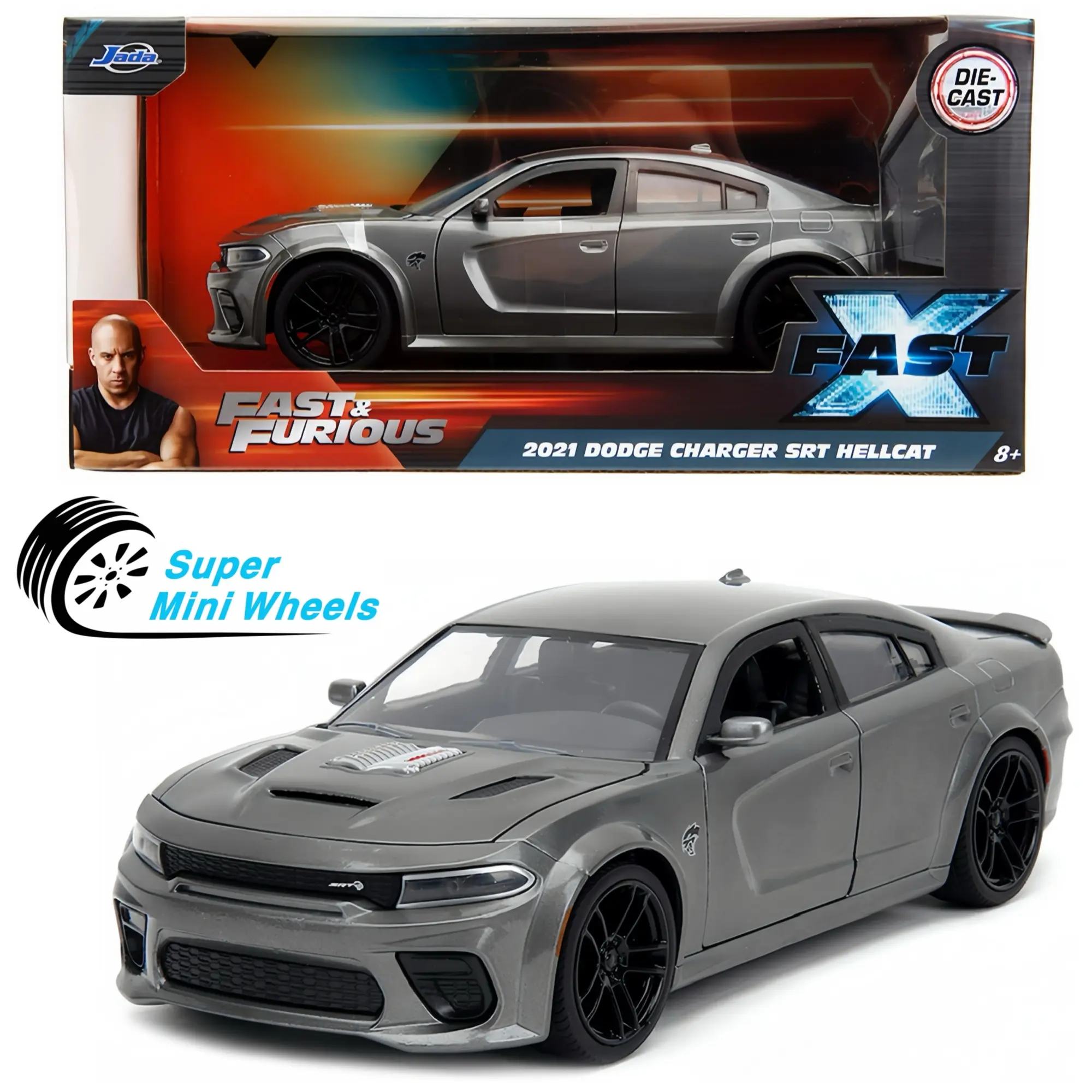 Jada 1:24 Fast & Furious Fast 10 X 2021 Dodge Charger SRT Hellcat (Grey) #34472