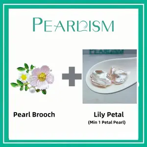 【Andrew】Daisy Pearl Brooch  + Lily Petal pearl   (Min 1 pcs pearl as gift) [Open in live]｜Freshwater Light color Petal Seedless Pearl -