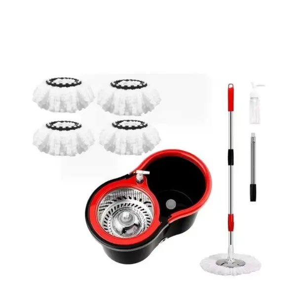 Spin Mop and Bucket with Wringer Set, 360° Spinning Mop System 4 Mop Refill