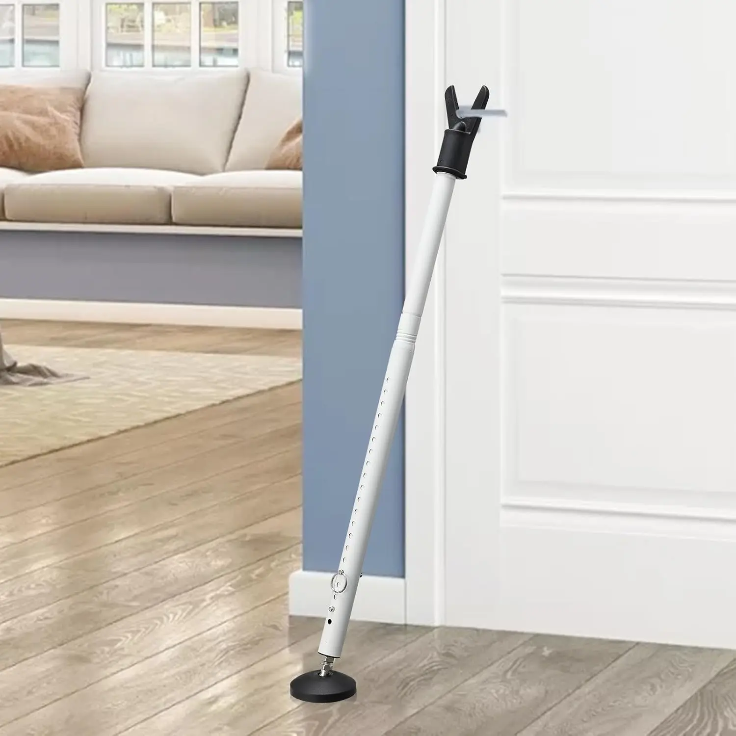 Door Stoppers ,Heavy Duty portable door lock,2-in-1 Adjustable Sliding Door Lock Bar,Door Barricade  Bars for Window,stop, Front Door, Patio Door, Apartment, Hotel Room (White)